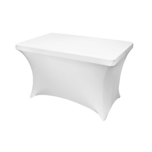 4 ft White Rec Spandex Tablecloth